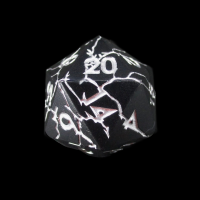 TDSO Metal &#039;Thor&#039; Lightening Matt Black & Silver D20 Dice