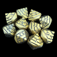 CLEARANCE TDSO Metal Tiger Stripe Antique Gold & Black 10 x D10 Dice Set - Discontinued 33% Off
