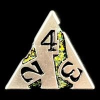 CLEARANCE TDSO Metal Tiger Stripe Satin Silver & Green Mica D4 Dice