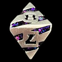 TDSO Metal Tiger Stripe Satin Silver & Purple Mica D8 Dice