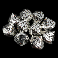 CLEARANCE TDSO Metal Tiger Stripe Silver & Amber Mica 10 x D10 Dice Set - Discontinued 33% Off