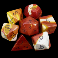 TDSO Mookaite with Engraved Numbers 16mm Precious Gem 7 Dice Polyset
