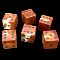 TDSO Fossilised Coral with Engraved Spots 16mm Precious Gem 6 x D6 Dice Set