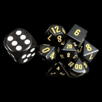 TDSO Gemstone Obsidian Black & Gold MINI 7 Dice Polyset