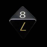 TDSO Obsidian Black with Engraved Numbers 16mm Precious Gem D8 Dice