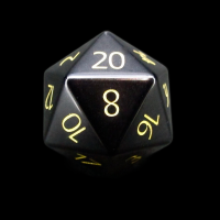 TDSO Obsidian Black with Engraved Numbers 16mm Precious Gem D20 Dice