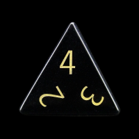 TDSO Obsidian Black with Engraved Numbers 16mm Precious Gem D4 Dice