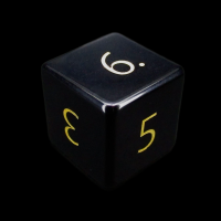 TDSO Obsidian Black with Engraved Numbers 16mm Precious Gem D6 Dice