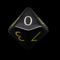 TDSO Obsidian Black with Engraved Numbers 16mm Precious Gem D10 Dice