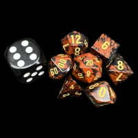 TDSO Gemstone Obsidian Mahogany & Gold MINI 7 Dice Polyset