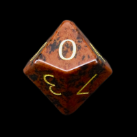 TDSO Obsidian Mahogany with Engraved Numbers 16mm Precious Gem D10 Dice