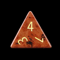 TDSO Obsidian Mahogany with Engraved Numbers 16mm Precious Gem D4 Dice