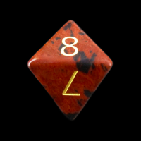TDSO Obsidian Mahogany with Engraved Numbers 16mm Precious Gem D8 Dice