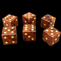 TDSO Gemstone Obsidian Mahogany & Gold 6 x D6 Spot Dice Set