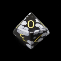 TDSO Gemstone Obsidian Snow & Gold D10 Dice