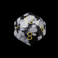 TDSO Gemstone Obsidian Snow & Gold D12 Dice