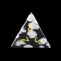 TDSO Gemstone Obsidian Snow & Gold D4 Dice