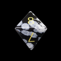 TDSO Gemstone Obsidian Snow & Gold D8 Dice