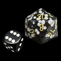 TDSO Gemstone Obsidian Snow & Gold JUMBO 30mm D20 Dice