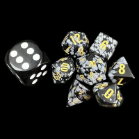 TDSO Gemstone Obsidian Snow & Gold MINI 7 Dice Polyset