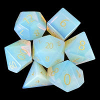 TDSO Gemstone Opalite & Gold 7 Dice Polyset in Padded Case