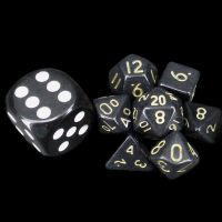 TDSO Opaque Black & Gold MINI 10mm 7 Dice Polyset