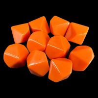 TDSO Opaque Blank Orange 16mm 10 x D10 Dice Set
