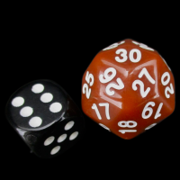 TDSO Opaque Brown &amp; White Spindown  / Countdown 25mm D30 Dice