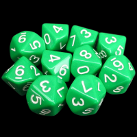 TDSO Opaque Green 10 x D10 Dice Set