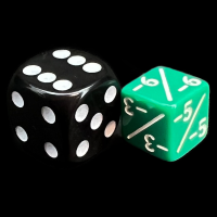 TDSO Opaque Green & White Negative Modifier 12mm D6 Dice