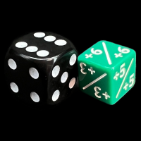 TDSO Opaque Green & White Positive Modifier 12mm D6 Dice