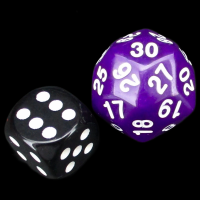 TDSO Opaque Purple &amp; White Spindown  / Countdown 25mm D30 Dice