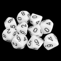 TDSO Opaque White 10 x D10 Dice Set