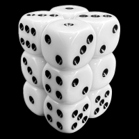 TDSO Opaque White 12 x D6 Dice Set