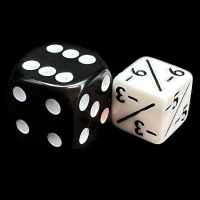 TDSO Opaque White &amp; Black Negative Modifier 12mm D6 Dice