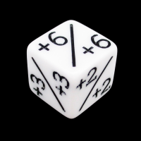 TDSO Opaque White & Black Positive Modifier D6 Dice