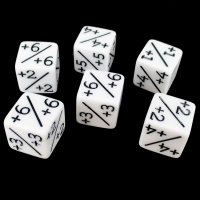 TDSO Opaque White & Black Positive Modifier 6 x D6 Dice Set