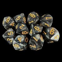 TDSO Pearl Black & Gold 10 x D10 Dice Set
