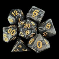 TDSO Pearl Black & Gold 7 Dice Polyset