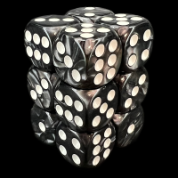 TDSO Pearl Black & White 12 x D6 Dice Set