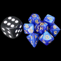 TDSO Pearl Dark Blue & Gold MINI 10mm 7 Dice Polyset