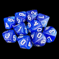 TDSO Pearl Blue & White 10 x D10 Dice Set