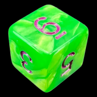 TDSO Pearl Bright Green & Purple D6 Dice