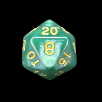 TDSO Pearl Green & Gold D20 Dice