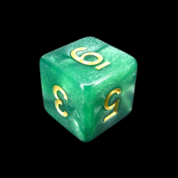 TDSO Pearl Green & Gold D6 Dice