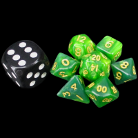 TDSO Pearl Green & Gold MINI 10mm 7 Dice Polyset