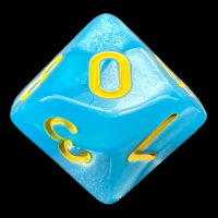 TDSO Pearl Light Blue & Yellow D10 Dice
