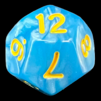 TDSO Pearl Light Blue & Yellow D12 Dice