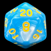 TDSO Pearl Light Blue & Yellow D20 Dice