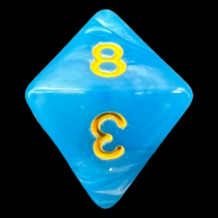 TDSO Pearl Light Blue & Yellow D8 Dice